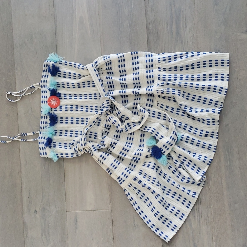Blue & White Patterned Spaghetti-Strap Dress